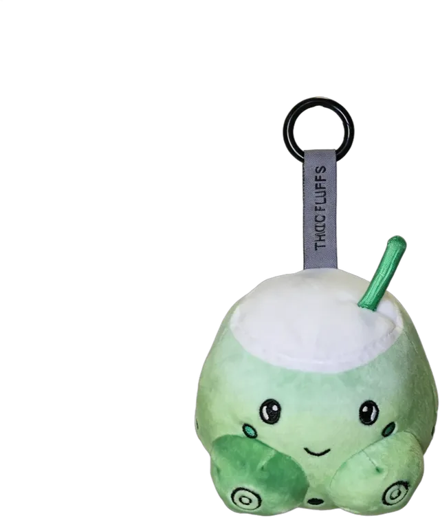 Booba Fluff keychain: a mint boba tea plush